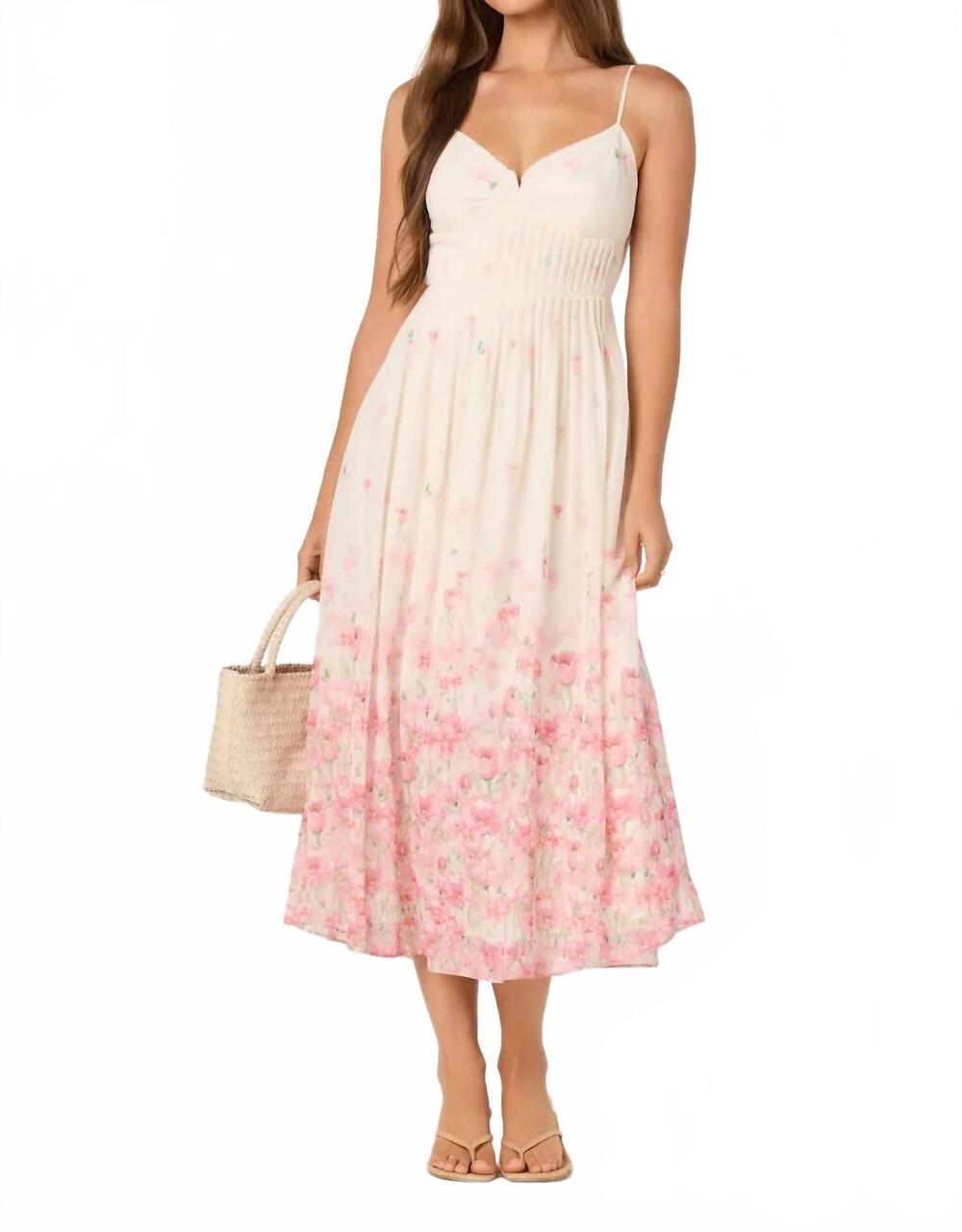 NEW ASTR bellora midi dress in pink floral